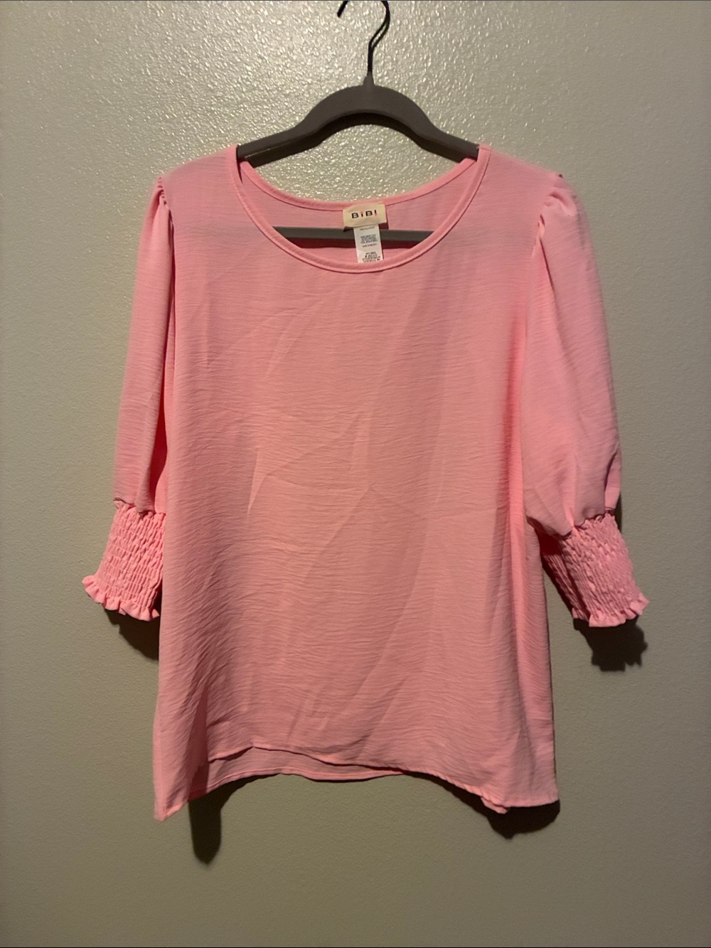 BiBi Light Pink Smocked Cuff Blouse